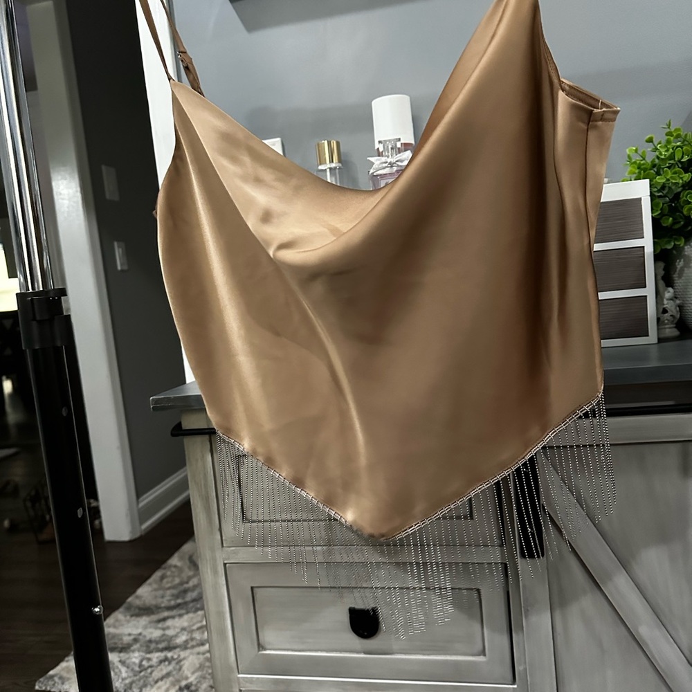 Gold fringe bandana top